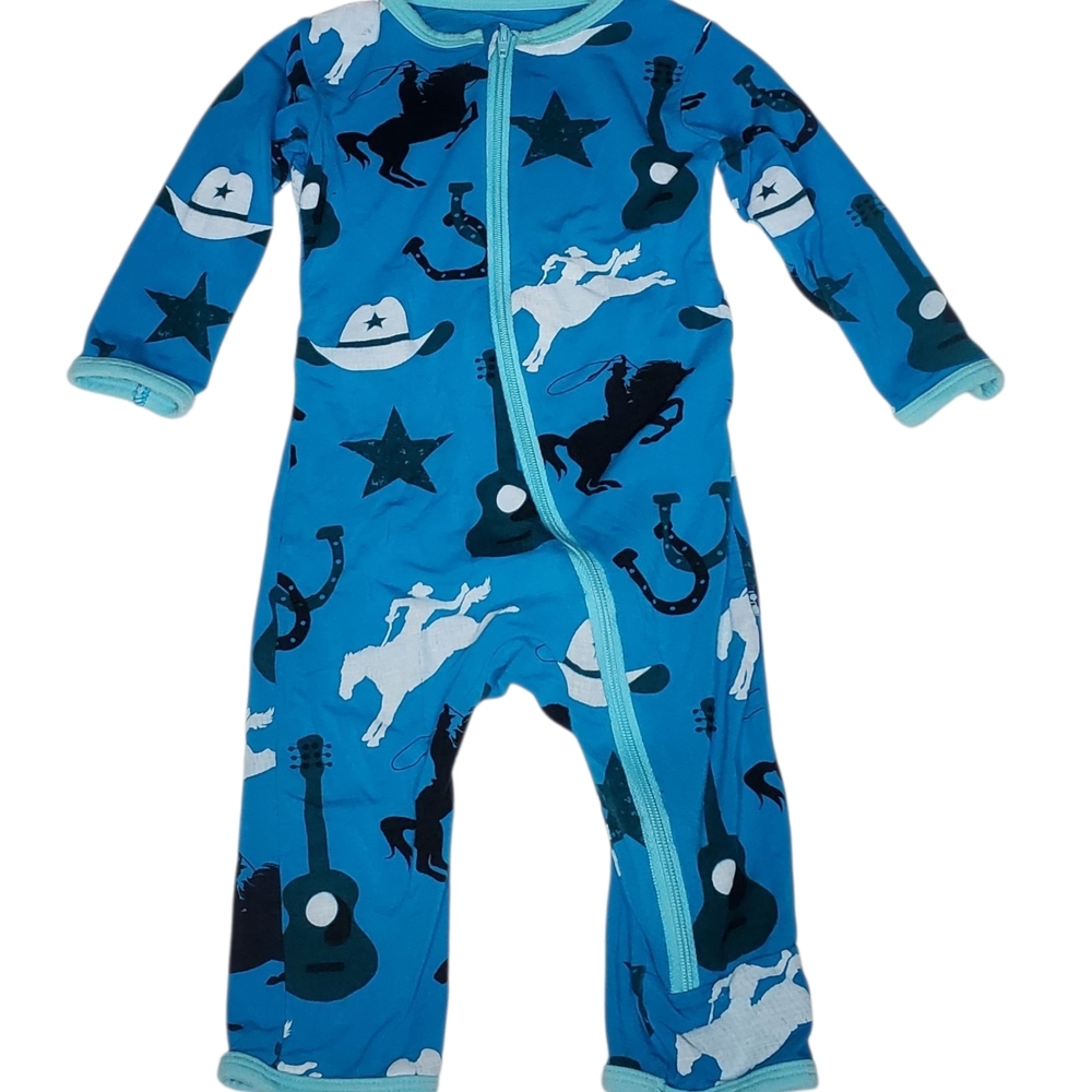 Kickee Pants Coverall Blue Cowboy Baby Boys 0-3 Months